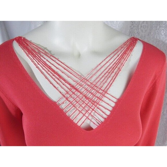 Georgiou Studio Women Pullover V-Neck Sweater w/Beading, P (0-1) - Picture 5 of 13